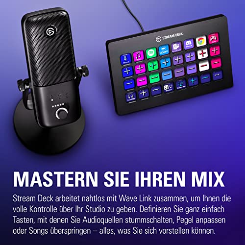 Elgato Wave:3 - Professionelles USB-Kondensatormikrofon für Streaming, Podcasts, Gaming und Homeoffice, gratis Mixing-Software, Soundeffekt-Plugins, Anti-Verzerrung, Plug & Play, für Mac - PC