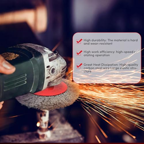 12 Pack Wire Wheel for Angle Grinder, 4-1/2" Heavy Duty Carbon Steel Knotted Wire Brush, 5/8"-11 Arbor, Rapid Rust Removal & Polishing, Angle Grinder Wheel Brush Combo Set by ATMTV - Image 4