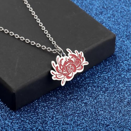 Image of WUSUANED Red Flowering Necklace Herb Jewelry Re d Spider Lily Gift Flower Lover Gift