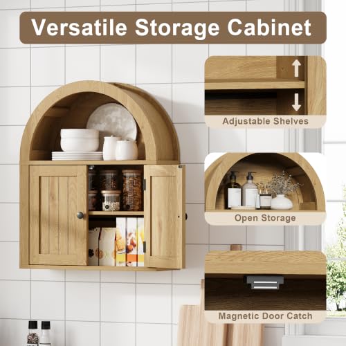 Image of ChooChoo Arched Wall Cabinet, Double Door Medicine Cabinet with Shelf