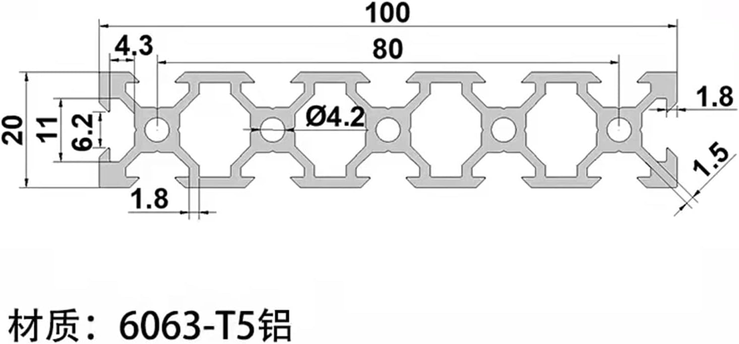 1pcs EU Standard 20100 Aluminum Profile DIY 3D Printer Panel Material Aluminum Profile 20100V Slot Black Production Line Workbench(300mm)