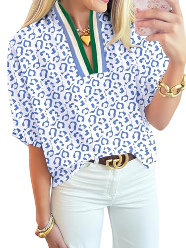 Samefar Womens Short Sleeve Tops Striped V Neck Summer...