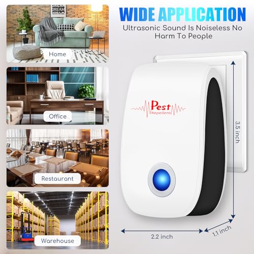 2025 10Pack Ultrasonic Pest Repeller Electronic Mouse Repellent Ultrasonic Plug in Mice Repellent Indoor Sonic Electronic Plug in Pest Control for Spide,Rat,Cockroach,Insect,AntBugs(Red)