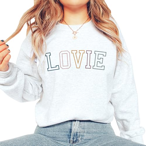 Retro Lovie Sweatshirt, Gift For New Grandma, Mother's Day Shirt, Cute Lovie Shirts, Unisex Crewneck Sweatshirt White2