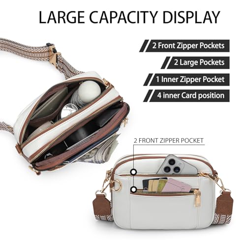 Crossbody Bag for Women, Convertible Belt Bag with Adjustable Strap and Coin Purse (White) - Image 6