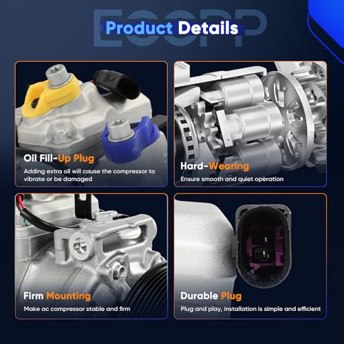 Image of ECCPP A /C Compressor with Clutch Fit for Audi Q7 3.6L 2007-2010 | Fit for Volkswagen Touareg 3.6L 2007-2017 Fast Cooling AC Compressor