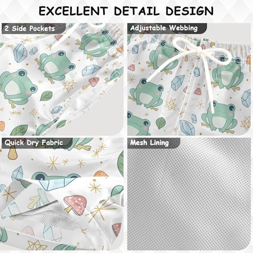 JUNZAN Cute Frogs Mushrooms Toddler Swim Suits Quick Dry Boys Beach Volleyball Kids Swimwears Summer Holiday 2T3