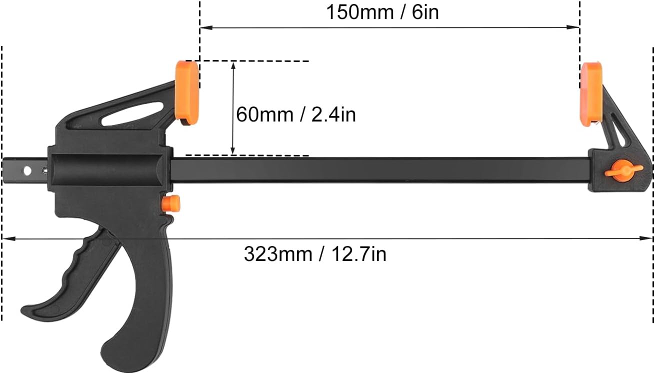 8 Pack 6 Inch F Bar Clamp, Medium Duty 160lbs One Handed Clamps/Spreader, Bar Clamps for Woodworking, Crafting, by GENHAKON