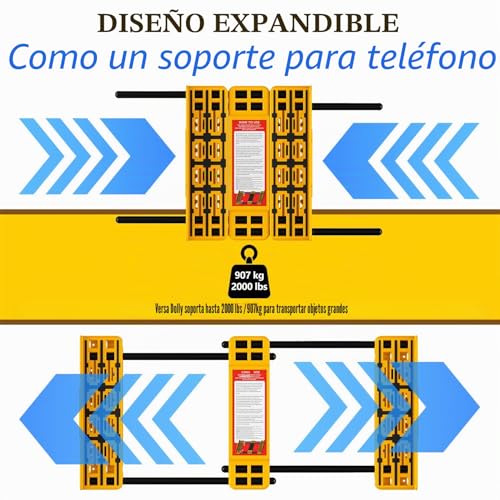 Carro de transporte resistente de 907 kg con base extensible y correas de sujeción 3