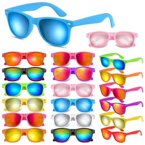 Morcheiong 10-60 Pack Neon Party Sunglasses Unisex Retro Style Party Favors Birthday Beach Pool Party Supplies, 10 Colors