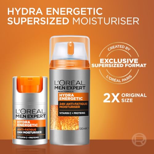 L'Oréal Men Expert Anti-Fatigue Moisturiser, Hydra Energetic Men's Moisturiser With Vitamin C* Fights Appearance of Dark Circles And Hydrates Skin - 50 ml - 10