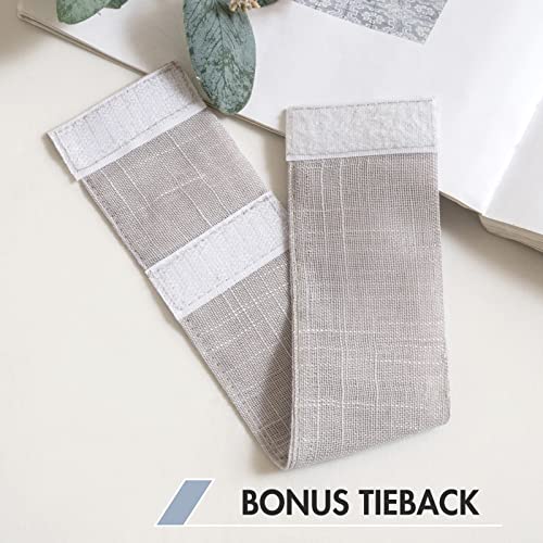 Emema Door Panel Curtains Linen Texture Narrow French Door Curtain Window Curtain Semi Sheer Tieback Privacy For Front Door Glass Door Window 2 Panels, 25" W By 72" L, Light Grey #TOP2