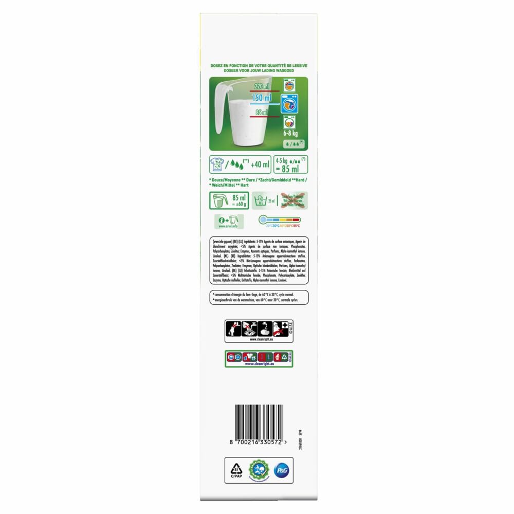 Ariel Lessive Poudre Détergent 3kg 50 Lavages, Couleur, Soins de Couleur Supplémentaires Avec Technologie Anti-Résidu
