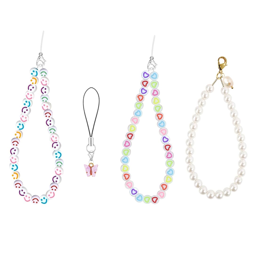 Sorellaz Smiley, Heart Beads, Imitation Pearls, Butterfly Mobile Phones, Bags, Cameras, Wallets, Pendrive Charm Strap: Pack of 4 (SOR/JEWST-P4)-image-24
