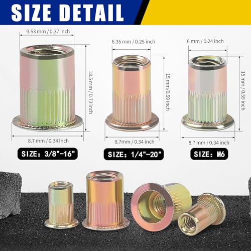 Carlwin RN-01 Premium Rivet Nut, 100Pcs 1/4"-20 Rivet Nuts thumb #1