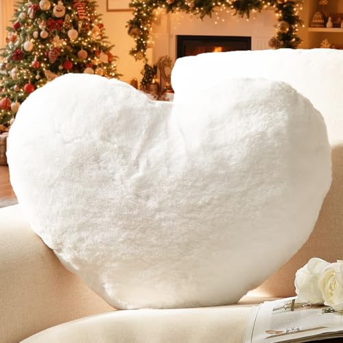 Yhoelata Herzkissen, Weiß Herzform Kissen Kuschelkissen, Love Zierkissen Aesthetic, Plüsch Kissen für Wohnzimmer Sofa Kind Schlafzimmer Bett,...