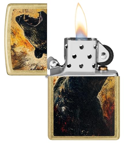 Image of Zippo Grizzly Roar Design Street Brass, Pocket Fuel Windproof Premium Lighter (BIS Certifed)