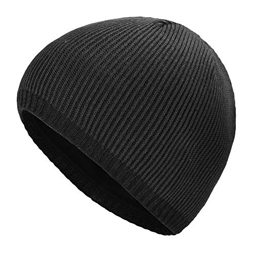 ZLYC Men Fashion Knit Fisherman Beanie Hat Winter Warm Thick Skull Cap (Plain Charcoal)