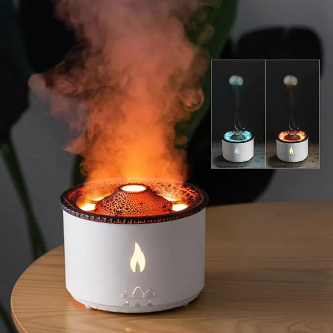 ORLOV Plastic Volcano Aromatherapy Humidifier Flame&Volcano Light Timer
