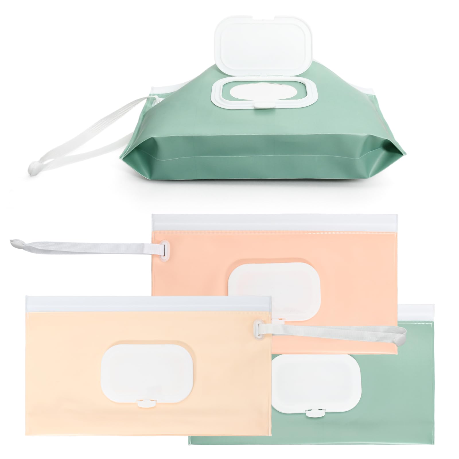 3 Pack Baby Wipes Dispenser Portable Wet Wipe Dispenser Box Refillable Travel Wipes Holder Reusable Baby Wipe Storage Pouch for Home and On the Go 3 Colors