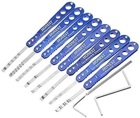 TPM Go 8 herramientas de apertura rápida de bloqueo seguro con 2 herramientas de tensión, gancho ondulado de una sola púa para cerradura Strongbox