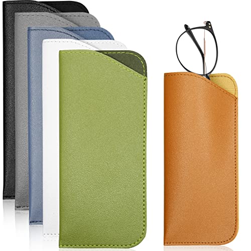 6Pcs Soft Eyeglass Cases For Women Men, Portable Leather Eyeglass Case Sunglass Case, Anti Scratch Glasses Pouch Reading Glasses Case Glass Bag For Storing Glasses Cashes Coins Headphones Keys #TOP16