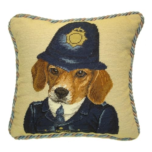 Handmade Wool Needlepoint Throw Pillow Cover 11x11 - Vintage French