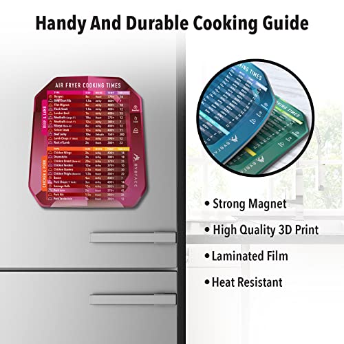 Air Fryer Magnetic Cheat Sheet Set, Instant Vortex Air Fryer Oven Cooking Times Chart, Air Fryer Accessories Frying Pot Kitchen Cooking Quick Guide Cookbook Magnets (Red) #TOP3