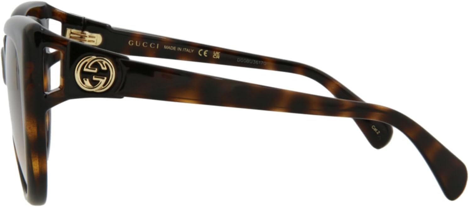 Gucci Cat Eye Sunglasses Havana Havana Brown Luxury Eyewear Made In Italy Injection Frame Designer Fashion for Everyday Luxury