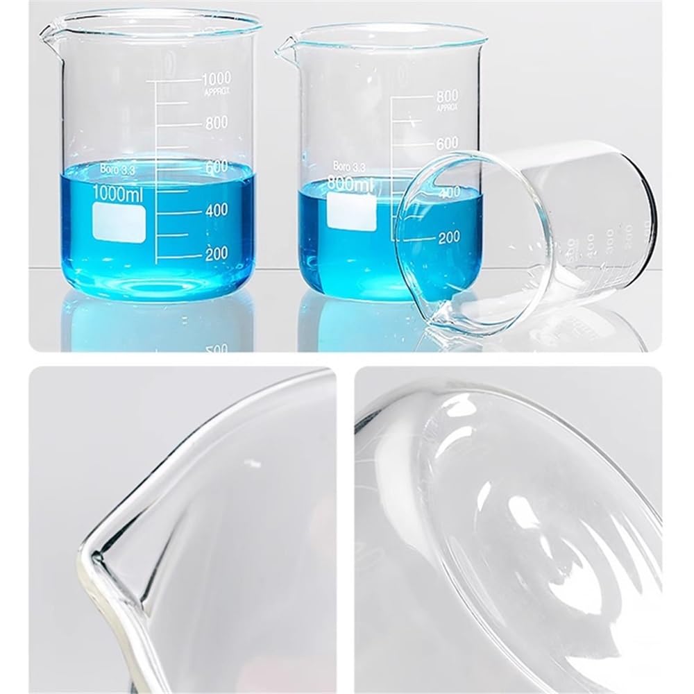 Vetreria da laboratorio Becher in vetro borosilicato ad alta resistenza alle alte temperature con manico, sperimentale, 250, 500, 1000 ml(300ml (4PCS))
