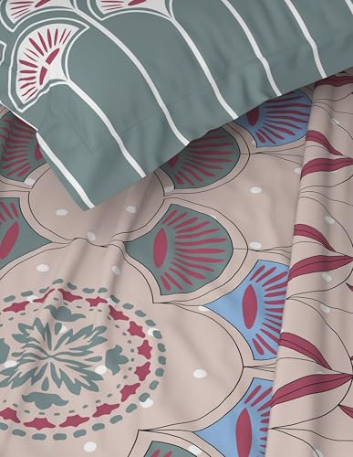 Image of Spaces Welspun Ease 120 TC 100% Cotton Ornate Print Double Bedsheet with 2 Pillow Covers - Soft Feel, Skin Friendly & Easy Care - 224X254 Cm - Blush