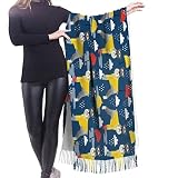 ReesEt Schnauzer Chubasquero Perro Mujer Bufanda con Flecos Grande Suave Sensación de Cachemira Chales Estola Ligera 196x68 cm