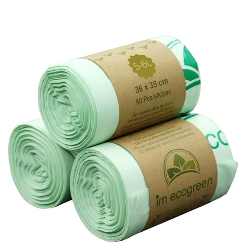 150 pièces sacs poubelle compostables sac de déchets alimentaires de cuisine biodégradable, sacs à ordures en amidon de maïs sac de restes de cuisine ( Color : Light green , Size : 150PCS_36X35CM )