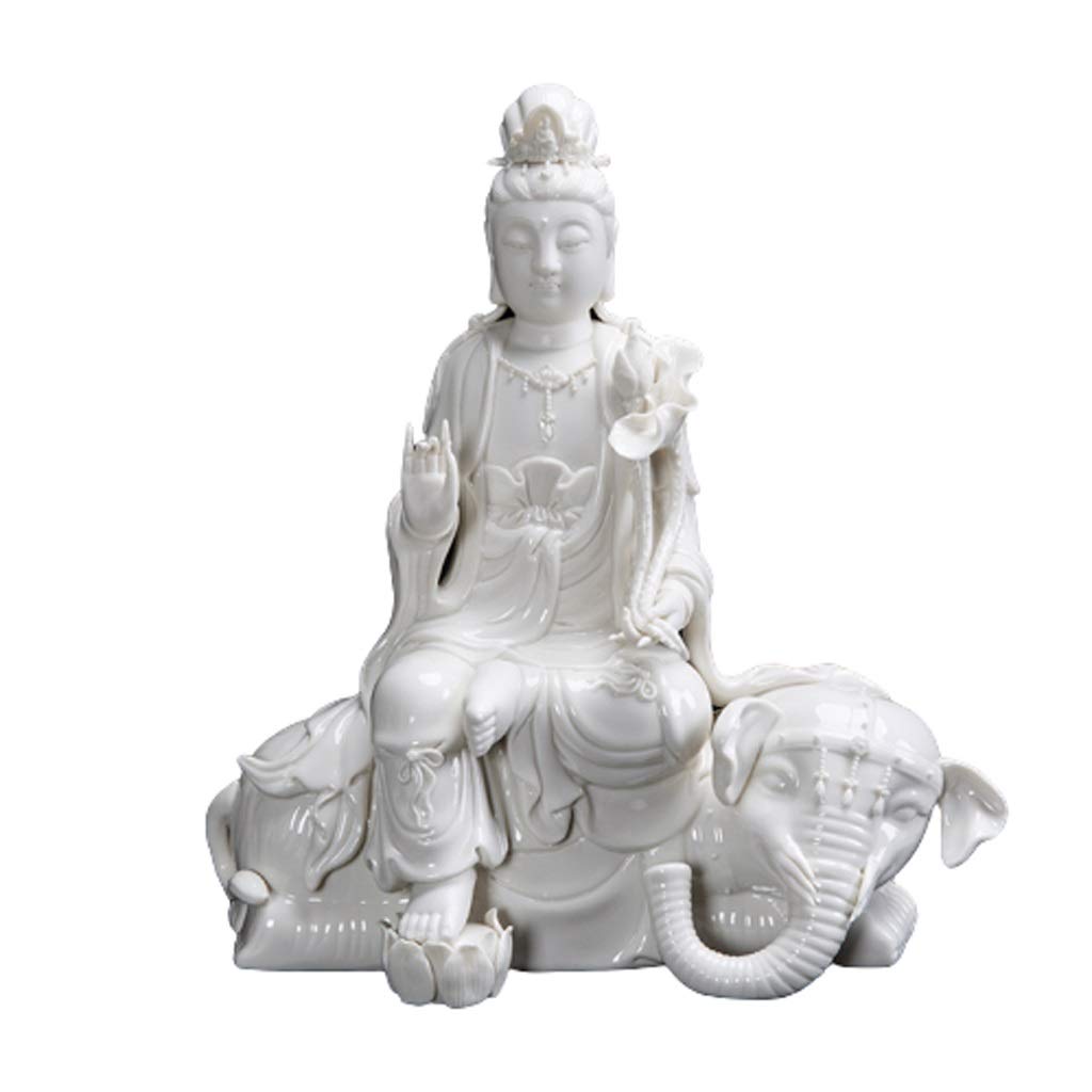 Amazon | 陶磁器観音仏像フィギュアアート彫刻白磁座仏風水ホーム
