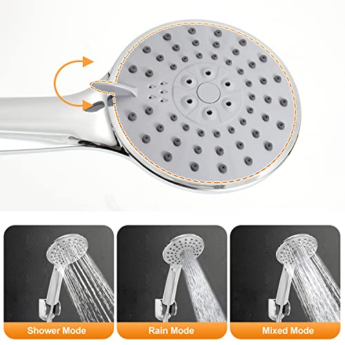Badewannenarmatur mit Brause, Wannenarmatur Chrom, Mischbatterie Badewanne mit Druckschalter, Armatur Badewanne H59 Messing, Armatur Badewanne Dusche mit Handbrausehalter - Image 6