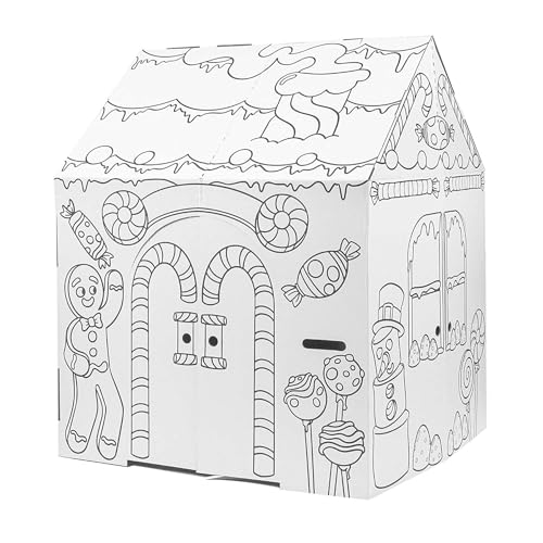 Easy Playhouse Gingerbread House - Kids Art & Craft for Indoor Fun, Color Favorite Holiday Sweets & Winter Friends– Decorate & Personalize a Cardboard Fort, 32' X 26. 5' X 40. 5'