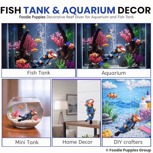 Image of Foodie Puppies Aquarium Resin Cute Diver - (Diving + CameraMen) Cute Little Diver Decoration for Home Office, Creative Fish Tank Accessories, Decorations, Marine Landscaping