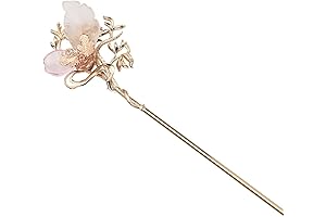 Luminous Butterfly Hair Stick: A Dance of Gleaming Wings Adorned with Floral Elegance