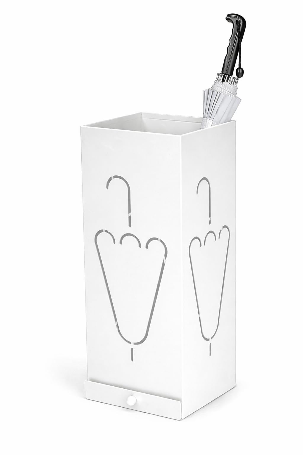 Classic Laser Cut Designer Black Metal Umbrella Stand with Remoable Drip Tray/Umbrella Holder/Umbrella Stand/Umbrella Storage - Black (White)-image-18