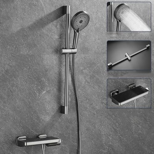 Mélangeur de douche 3 modes à fixation murale gris LWX