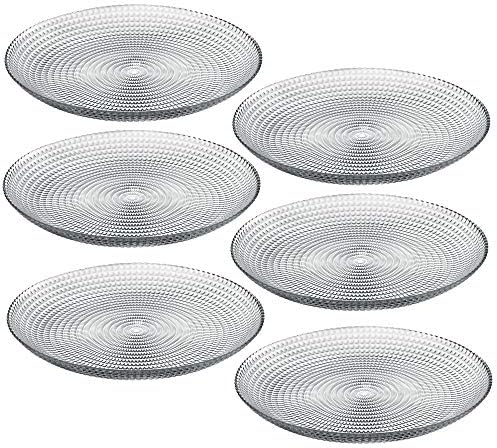 Queensway Home & Dining Dinner Dessert Stackable Serving Clear Glass Plate Dish Set of 6/12 (6 x Dessert Plate)