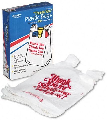 COSCO  Bolsas "Gracias", impresas, de plástico, 5 mil, 11 x 22, blancas, 250caja -- Se vende como 2 paquetes de - 250 -  - Total de 500 unidades