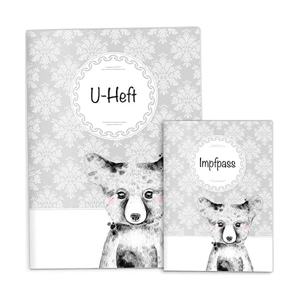 OLGS U-Heft und Impfpasshüllen Set | Black & White Bär | Hochwertige Hüllen für den Untersuchungsheft und Impfpass…