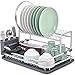KINGRACK Escurridor de Platos de Aluminio de 2 Niveles, instalación Gratuita, Estante de Platos Plegable para secar Platos con Bandeja de Goteo y Soporte para Cubiertos para el hogar y la Cocina