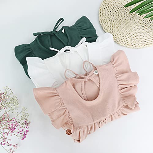 Goodplayer Toddler Baby Girl Dress Summer Cotton Linen Ruffle Halter Sleeveless Kids Casual Beach Party Dresses 1-6 Years (White,4_Years) #TOP5