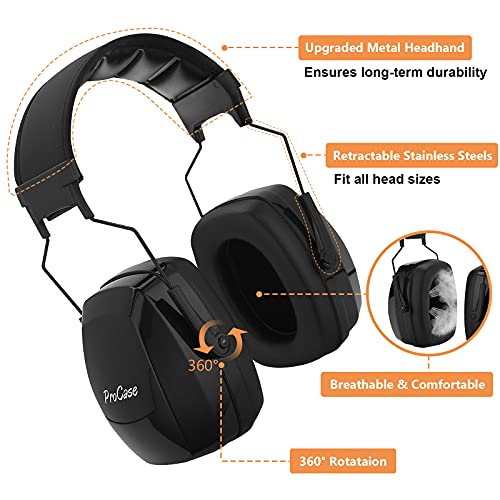 Procase Noise Reduction Safety Ear Muffs, Nrr 35Db Noise Concelling Ear Protection Headphones, Hearing Protection Ear Defenders For Shooting Gun Range Mowing -Black #TOP3