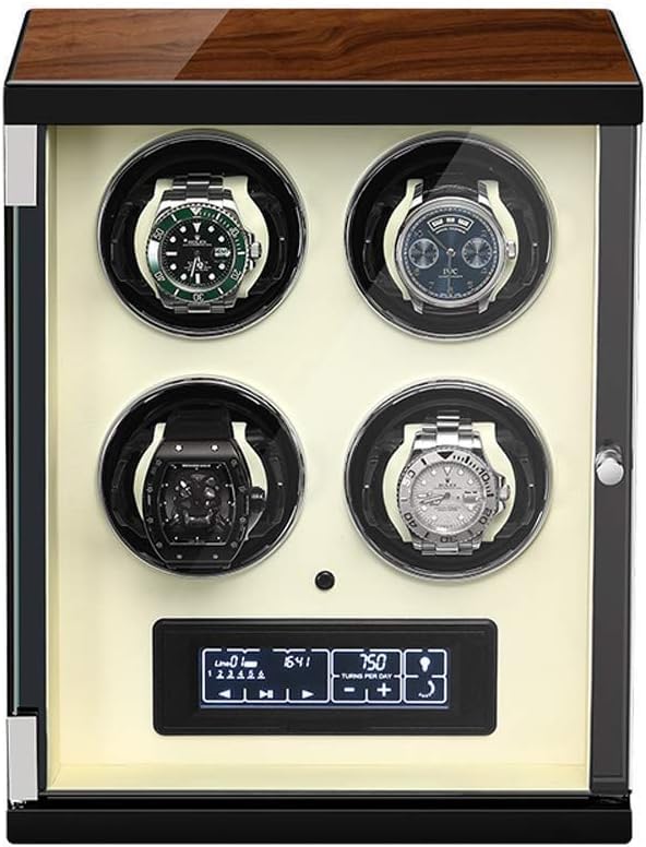 FENOKD Wooden Automatic Watch Winder Box Display Storage Box, Quiet Motor and 5 Modes, Suit for Mechanical (C A)