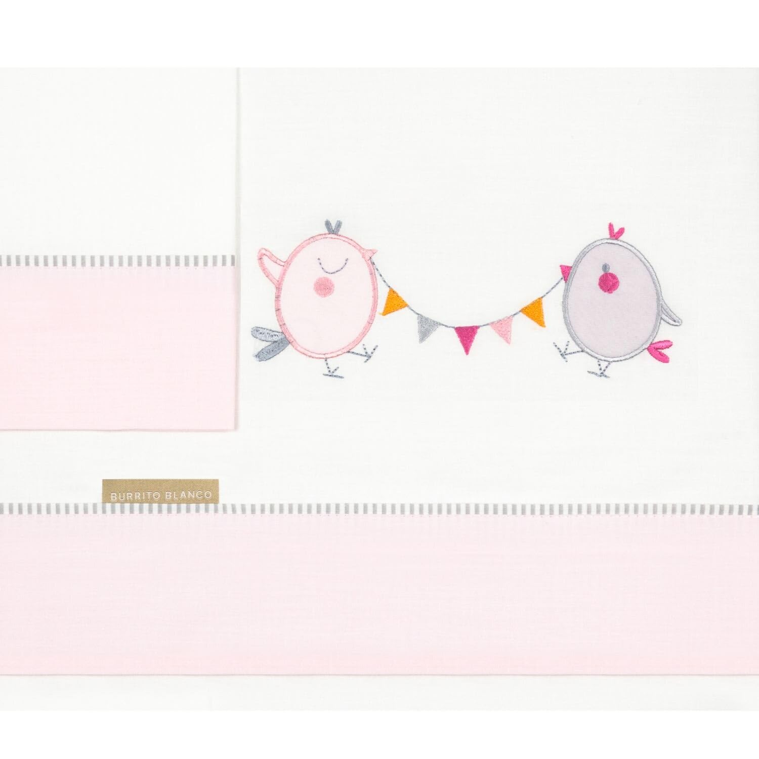 Burrito Blanco | Sábanas Cuna Bordadas 211 Rosa | para Maxicuna de 70 cm (+ Medidas Disponibles) | Sábanas bebé