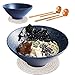 2 Juegos Cuencos De Ramen Japonés De Cerámica, 1000ml Tazón Sopa Grande con Cuchara Palillos a Juego.Pasta, Fideos, Cereales, Postre, Aperitivo Etc. Ensaladera (C)