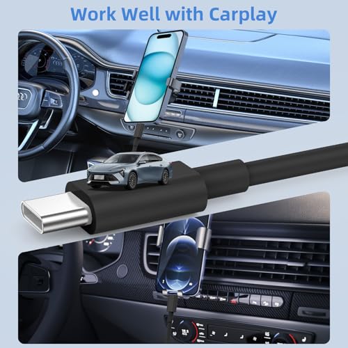 2Pack 10FT USB to USB C Fast Charging Cable for iPhone 17 16 15 Charger Cord, for Apple for iPhone 17 16 15/Pro/Pro Max/Plus Long Type C Car Carplay Cord for iPad Pro 12.9/11 for Android(Black) by LDHTY - Image 3